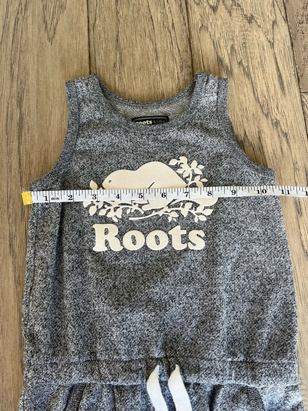 Roots Heather Grey Kids Tank Dress with White Logo - Picture 7 of 8